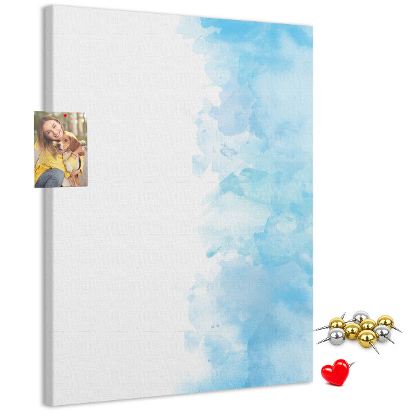 Memo cork board Delicate blue watercolors on canvas