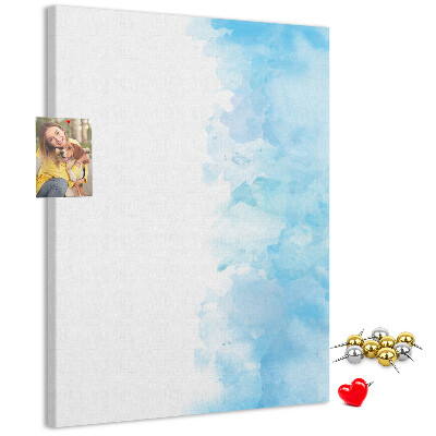 Memo cork board Delicate blue watercolors on canvas
