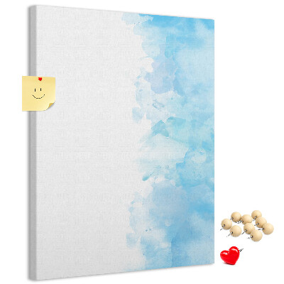 Memo cork board Delicate blue watercolors on canvas