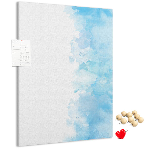 Memo cork board Delicate blue watercolors on canvas
