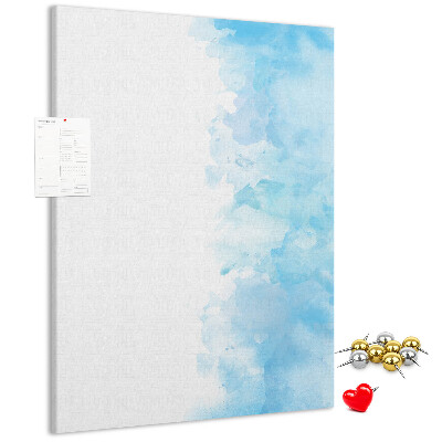 Memo cork board Delicate blue watercolors on canvas