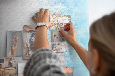 Memo cork board Delicate blue watercolors on canvas