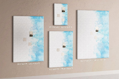 Memo cork board Delicate blue watercolors on canvas