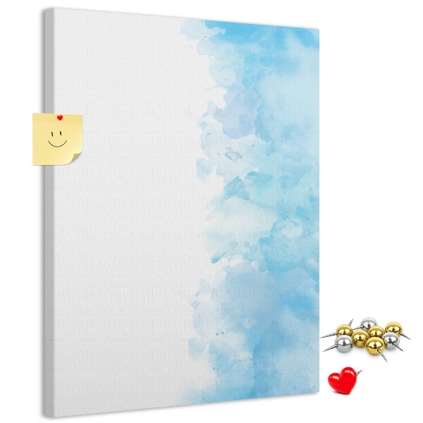 Memo cork board Delicate blue watercolors on canvas