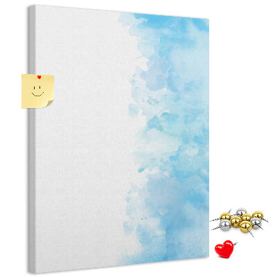 Memo cork board Delicate blue watercolors on canvas