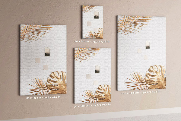 Wall cork memo board Golden leaves on a light background