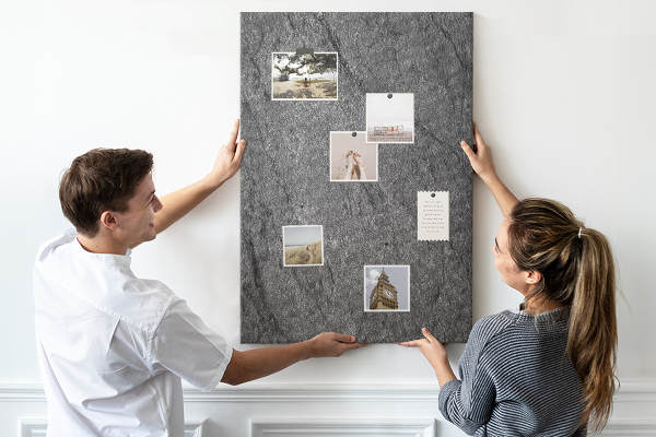Cork notice board Gray-black natural stone texture