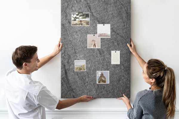 Cork notice board Gray-black natural stone texture