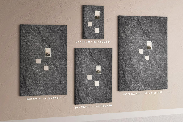 Cork notice board Gray-black natural stone texture