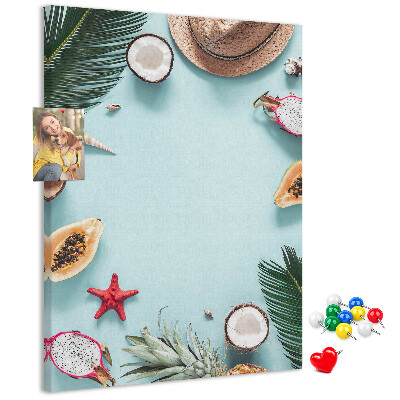Pin board Tropical fruits and sea accents