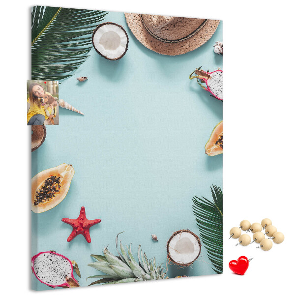 Pin board Tropical fruits and sea accents