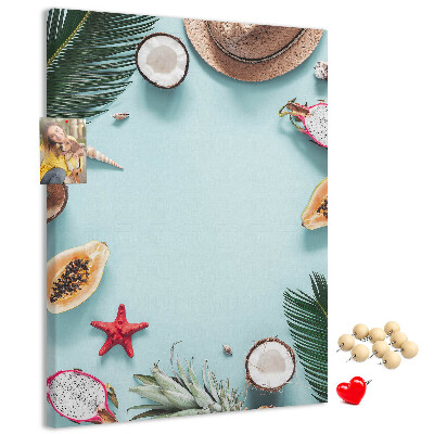 Pin board Tropical fruits and sea accents
