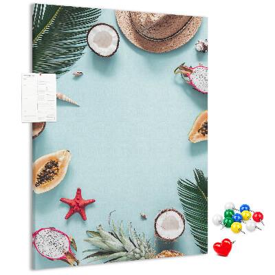 Pin board Tropical fruits and sea accents