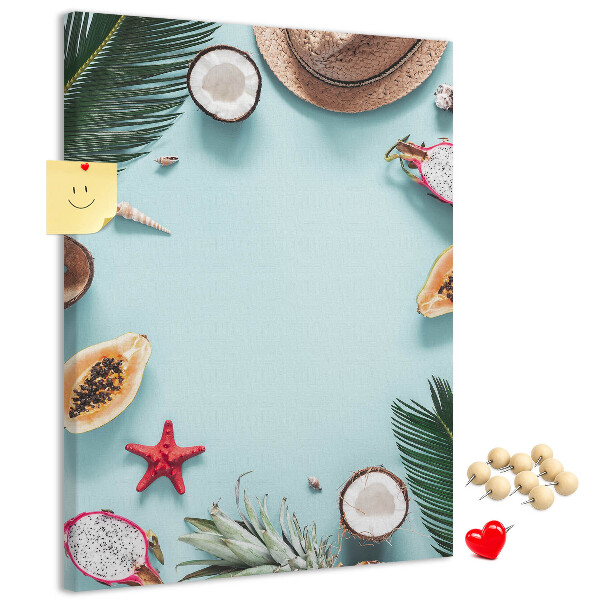 Pin board Tropical fruits and sea accents