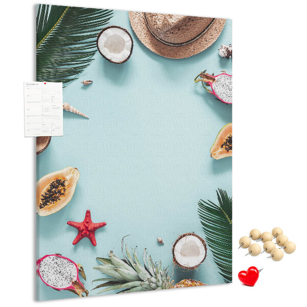 Pin board Tropical fruits and sea accents