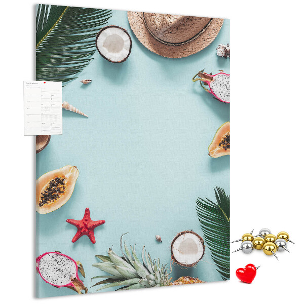 Pin board Tropical fruits and sea accents