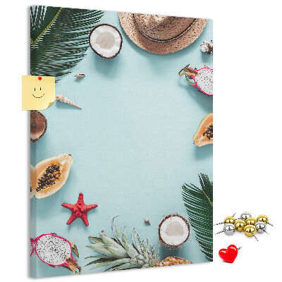 Pin board Tropical fruits and sea accents