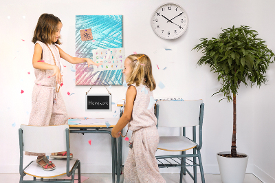 Wall cork memo board Tropical palm leaves in pastel shades