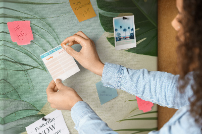 Memo cork board Palm leaves on a pastel background