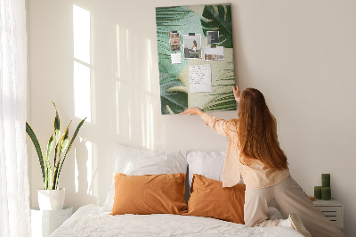 Memo cork board Palm leaves on a pastel background