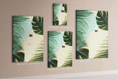 Memo cork board Palm leaves on a pastel background
