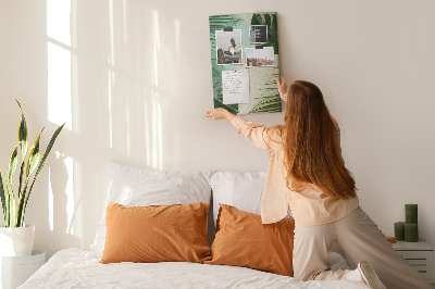 Memo cork board Palm leaves on a pastel background
