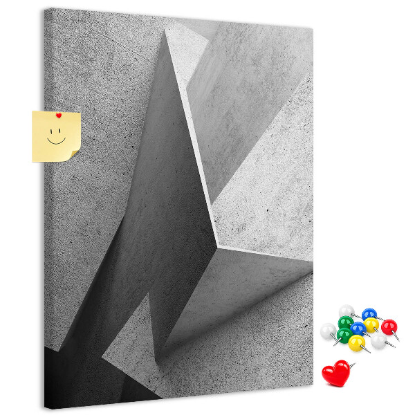 Wall cork memo board Concrete geometry in shades of gray