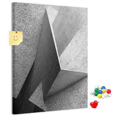 Wall cork memo board Concrete geometry in shades of gray