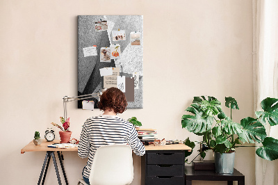 Wall cork memo board Concrete geometry in shades of gray