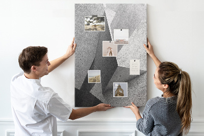 Wall cork memo board Concrete geometry in shades of gray