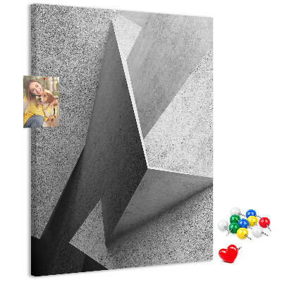 Wall cork memo board Concrete geometry in shades of gray