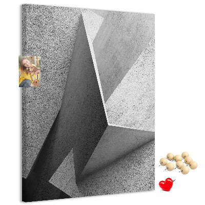 Wall cork memo board Concrete geometry in shades of gray