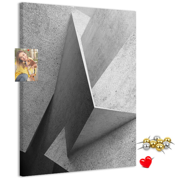 Wall cork memo board Concrete geometry in shades of gray