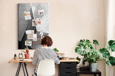 Wall cork memo board Concrete geometry in shades of gray