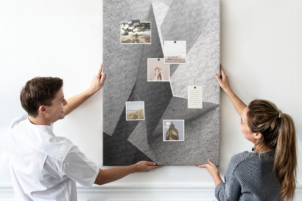 Wall cork memo board Concrete geometry in shades of gray