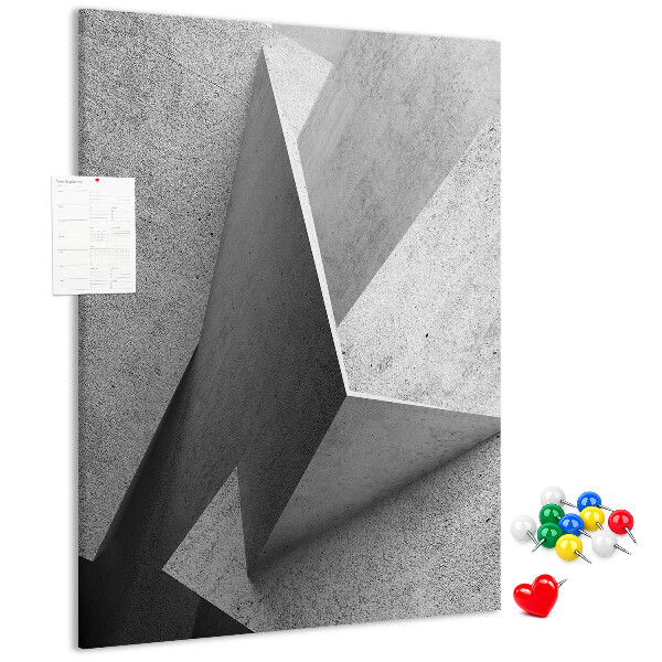 Wall cork memo board Concrete geometry in shades of gray