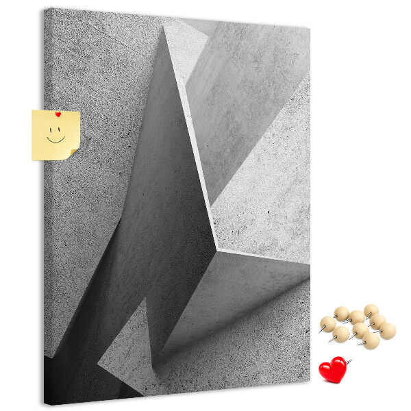 Wall cork memo board Concrete geometry in shades of gray