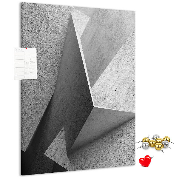 Wall cork memo board Concrete geometry in shades of gray