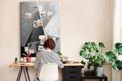 Wall cork memo board Concrete geometry in shades of gray