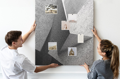 Wall cork memo board Concrete geometry in shades of gray