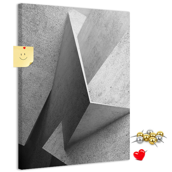 Wall cork memo board Concrete geometry in shades of gray
