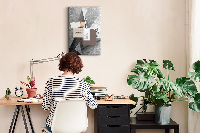 Wall cork memo board Concrete geometry in shades of gray