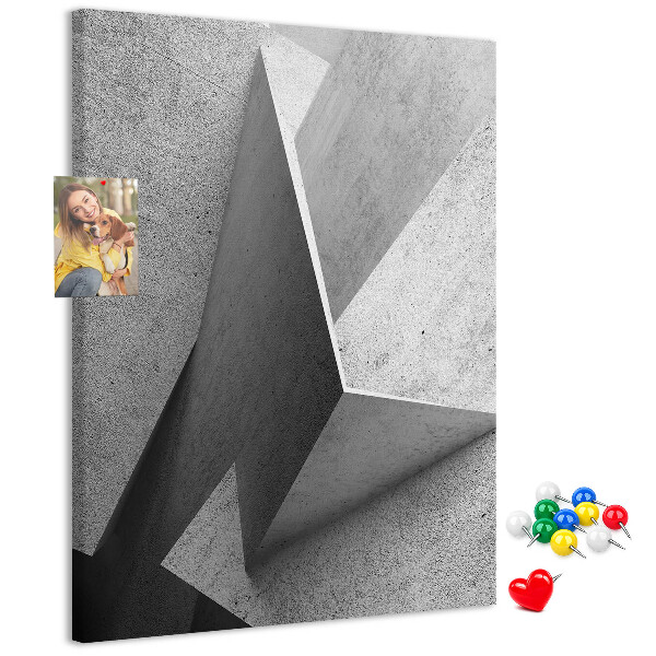 Wall cork memo board Concrete geometry in shades of gray