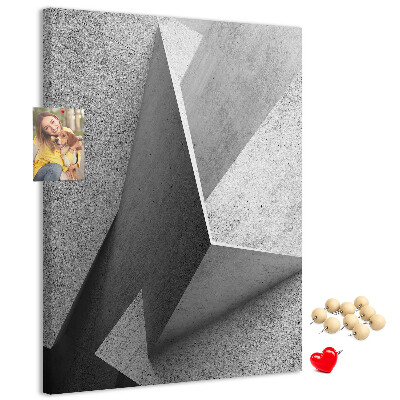 Wall cork memo board Concrete geometry in shades of gray