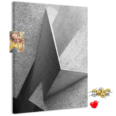 Wall cork memo board Concrete geometry in shades of gray