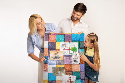 Memo cork board Colorful wooden squares in a mosaic