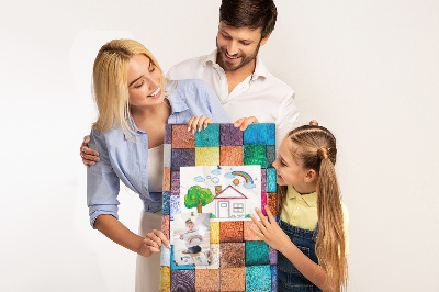 Memo cork board Colorful wooden squares in a mosaic