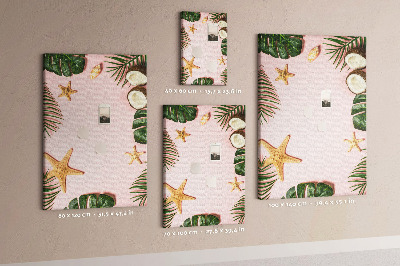 Cork notice board Tropical pattern with leaves and shells
