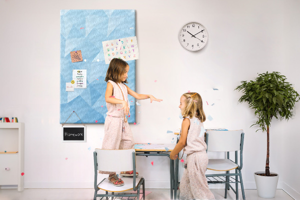 Wall cork memo board Geometric shapes in shades of blue