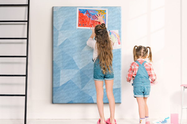 Wall cork memo board Geometric shapes in shades of blue